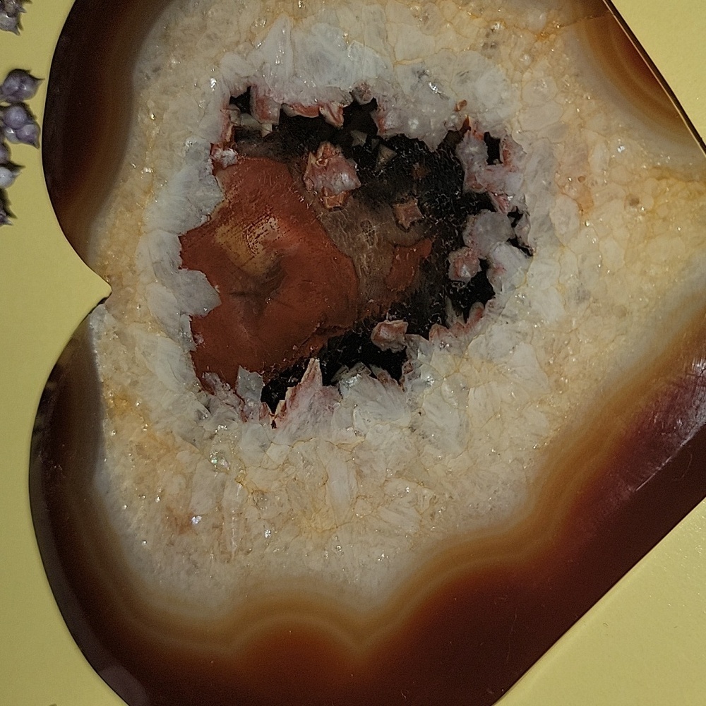 Large Druzy Carnelian Heart Shaped Crystal Carving - Picture 7 of 9